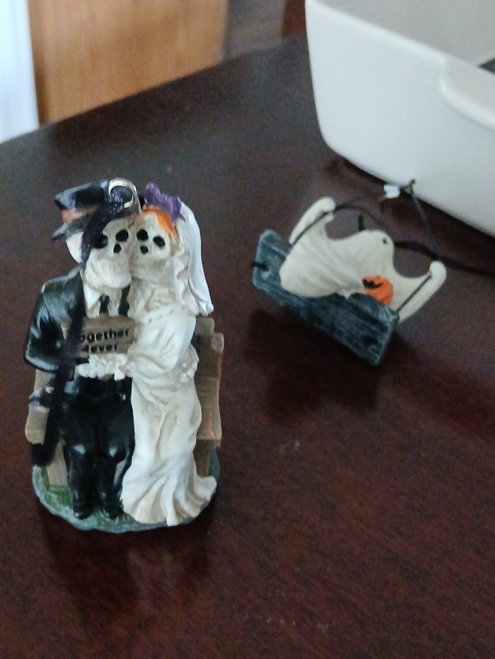 Cracker Barrel Black and White Halloween Bride & Groom Figurine Ornament